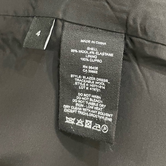 THEORY Blazer Dress Traceable Wool | Black Tailored Mini Size 4 - Picture 7 of 9